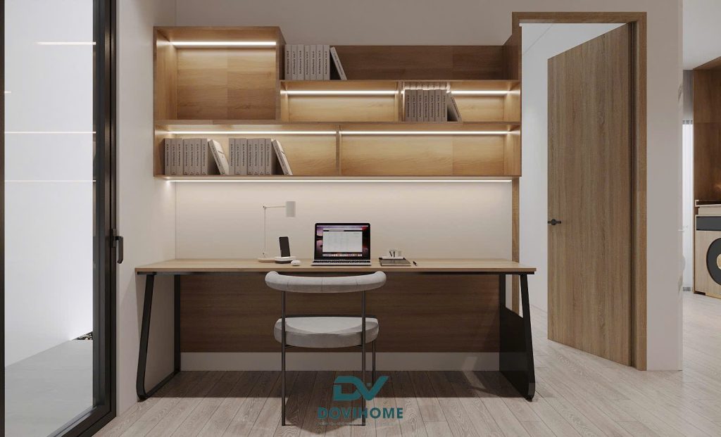 Thiết kế nội thất không gian học tập khu vực lô gia +1
