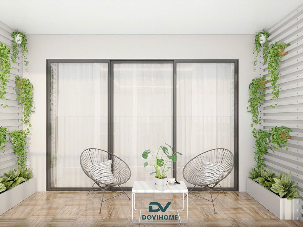 Thiết kế nội thất ban công xanh thư thái, thoáng mát