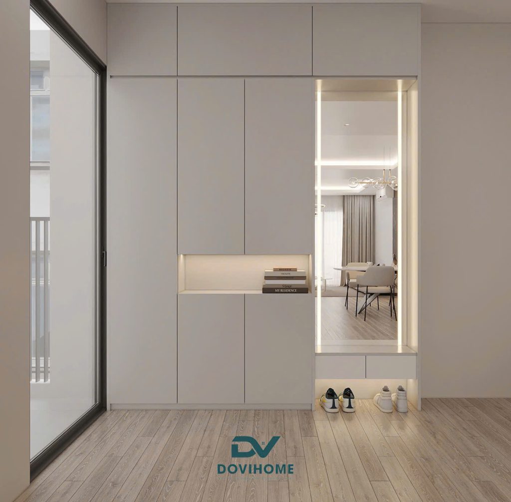 Thiết kế nội thất cho không gian tủ giày và sảnh chính