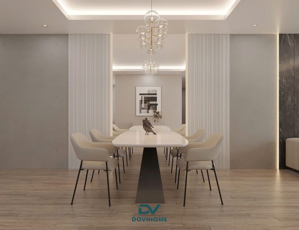 Thiết kế nội thất khu bàn ăn cho căn chung cư 3PN