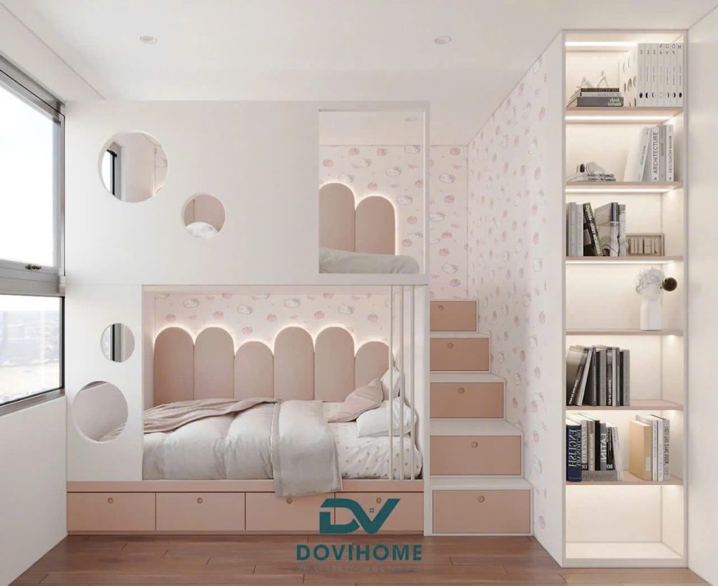 Thiết kế nội thất phòng ngủ bé bằng gường tầng tối ưu diện tích