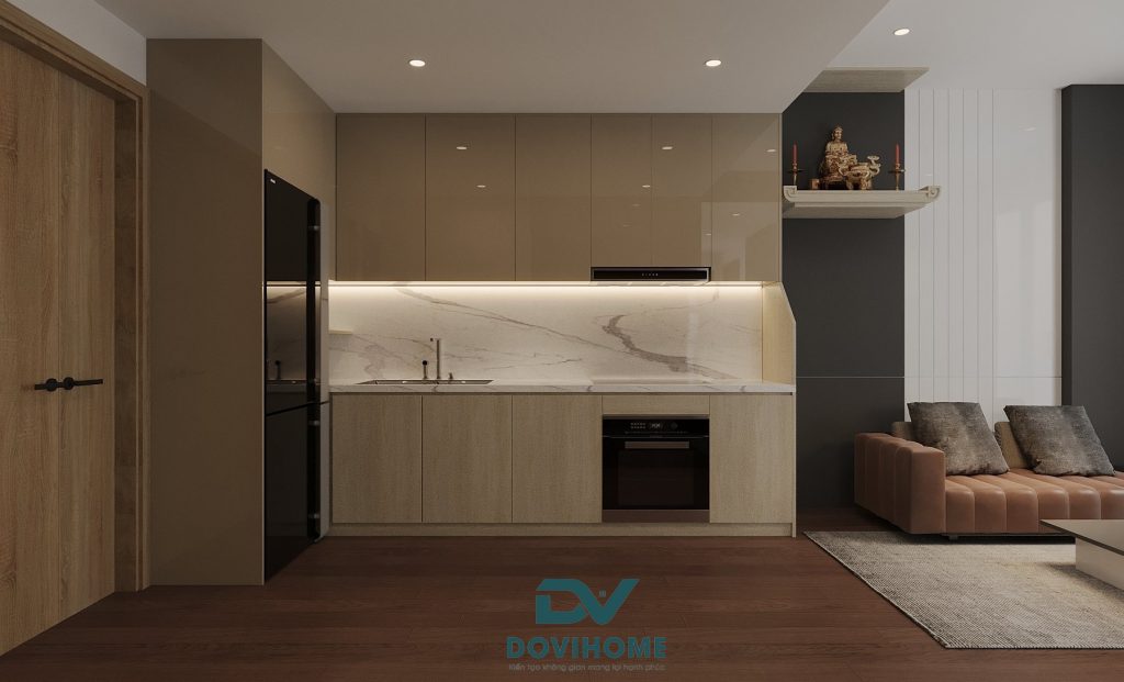 Thiết kế nội thất phòng bếp đẹp, hiện đại, gọn gàng cho căn hộ chung cư