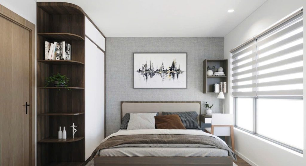 Thiết kế nội thất phòng ngủ master hiện đại 2PN + 1