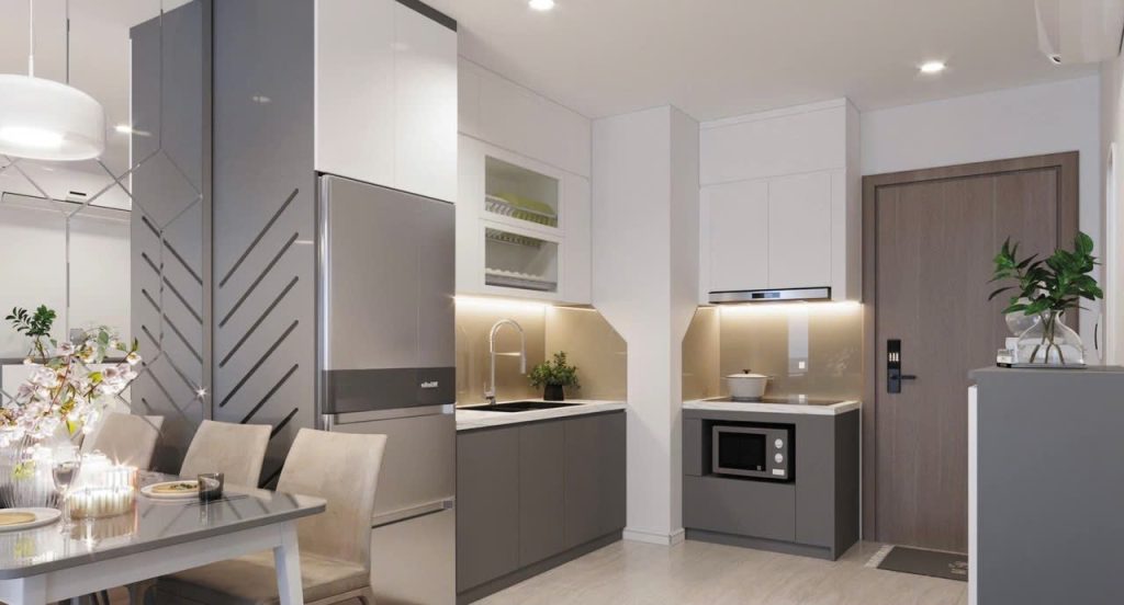 Thiết kế nội thất phòng bếp hiện đại cho căn hộ 2PN +1