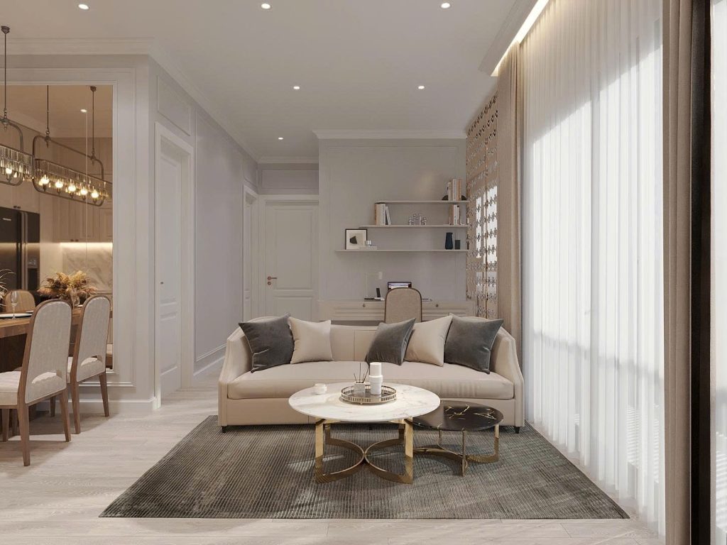 Thiết kế nội thất phòng khách phong cách Tân cô điển
