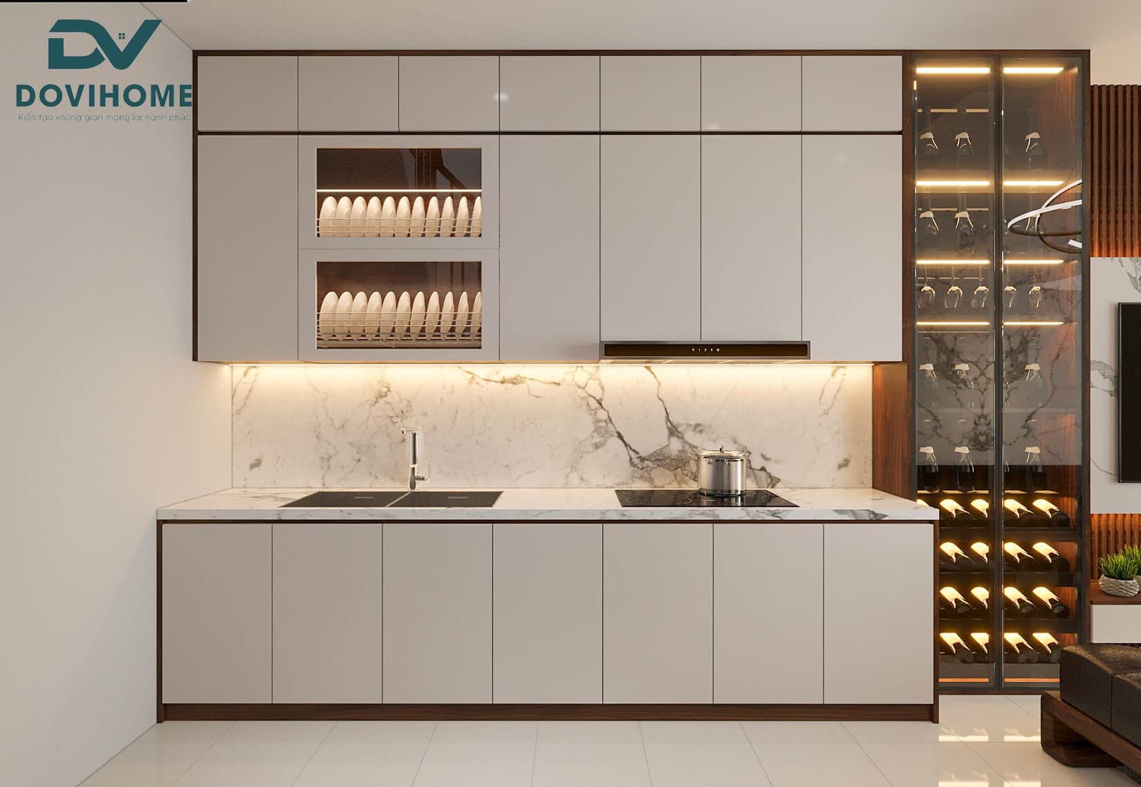 thiết kế nội thất phòng bếp hiện đại 10m2