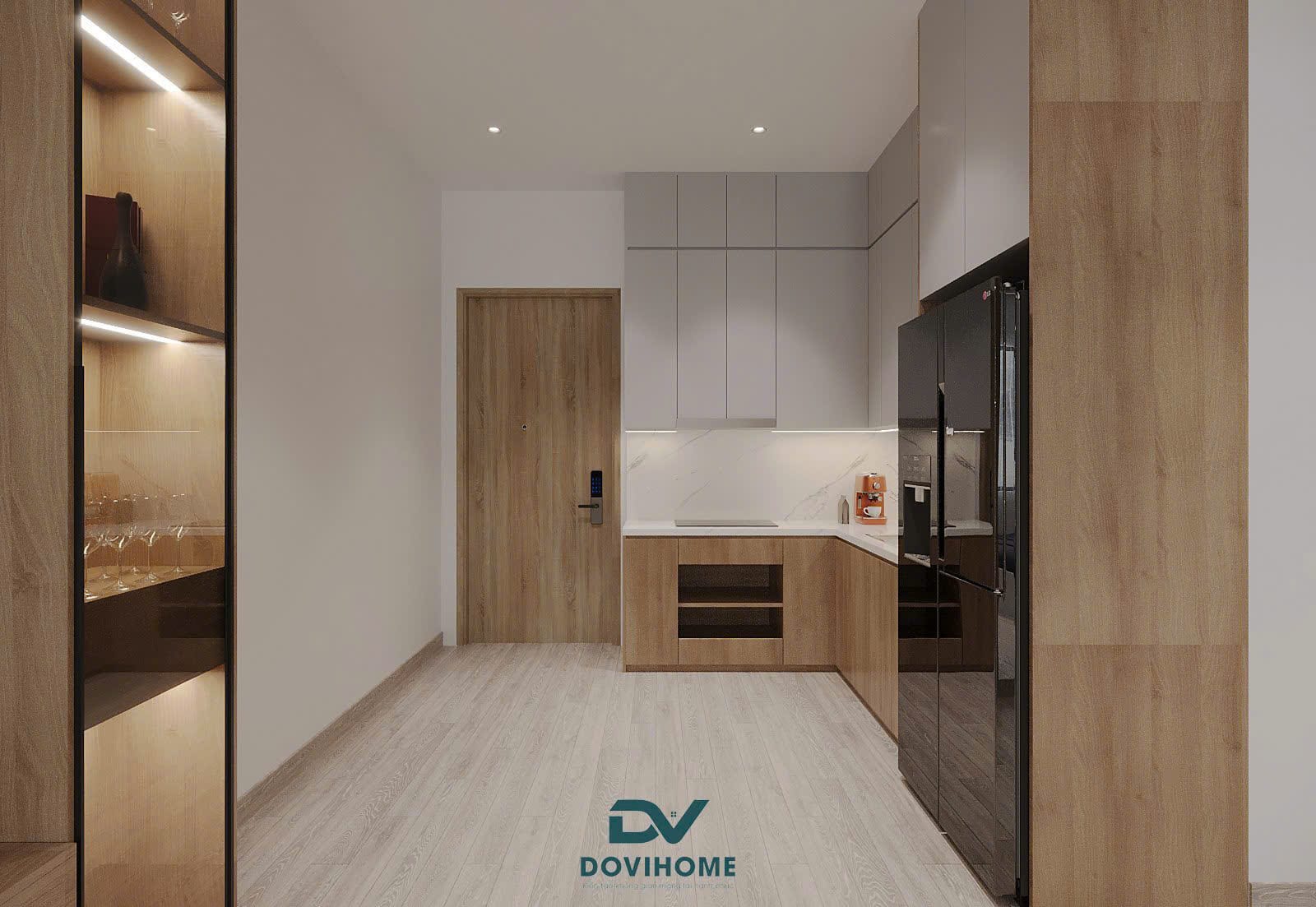 Thiết kế nội thất phòng bếp cho chung cư diện tích nhỏ 55m2