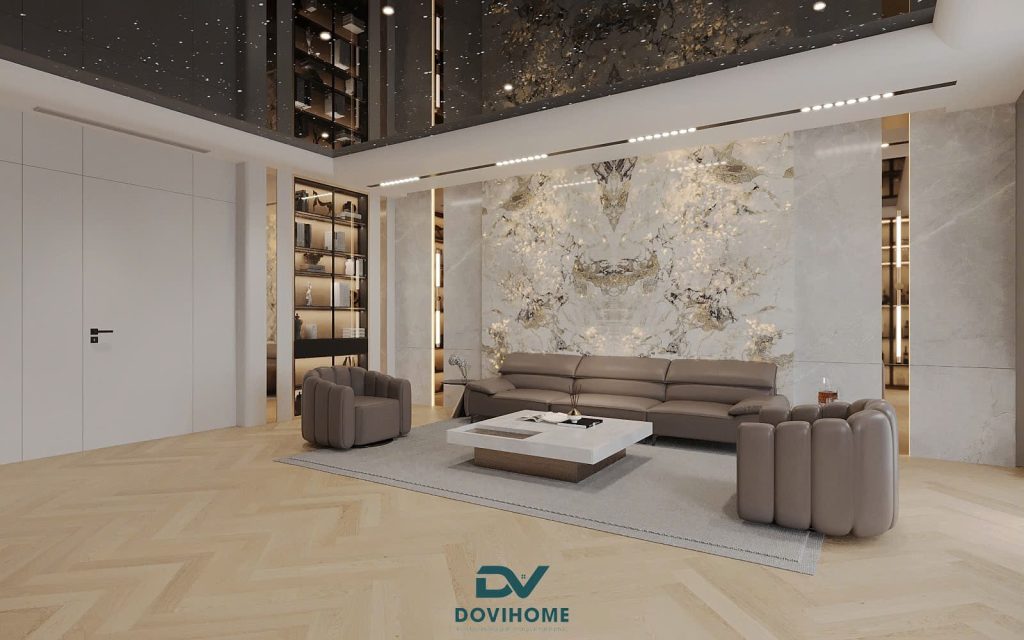 Thiết kế nội thất phòng khách Hiện đại Luxury cho biệt thự