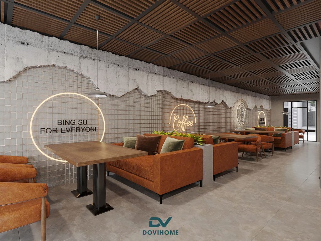 Thiết kế nội thất không gian quá cafe sang trọng