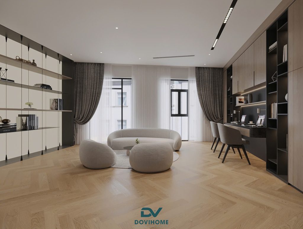 Thiết kế nội thất phòng làm việc riêng biệt cho biệt thự