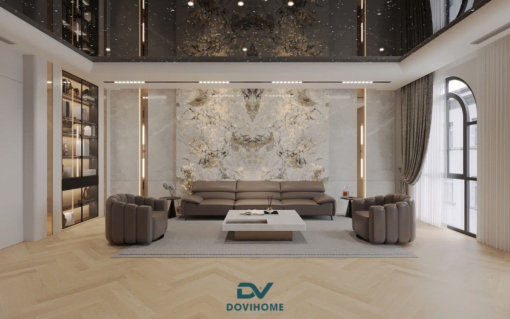 Thiết kế nội thất phong cách hiện đại luxury không gian phòng khách 45m2