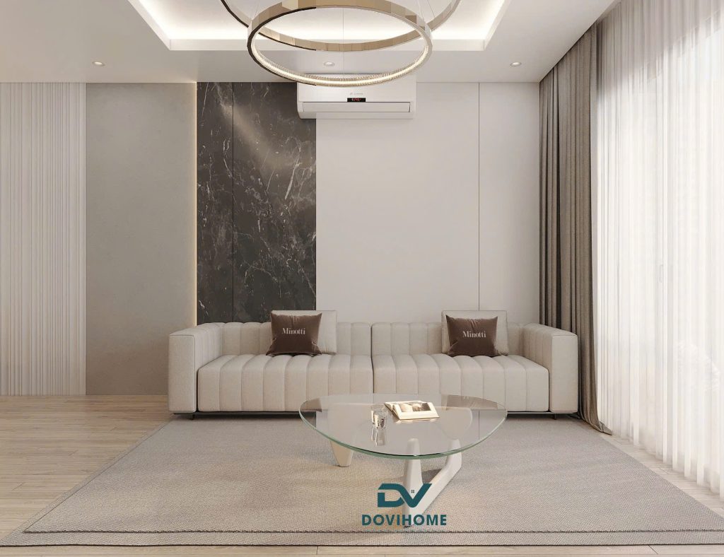 Thiết kế nội thất phòng khách hiện đại không gian 25m2