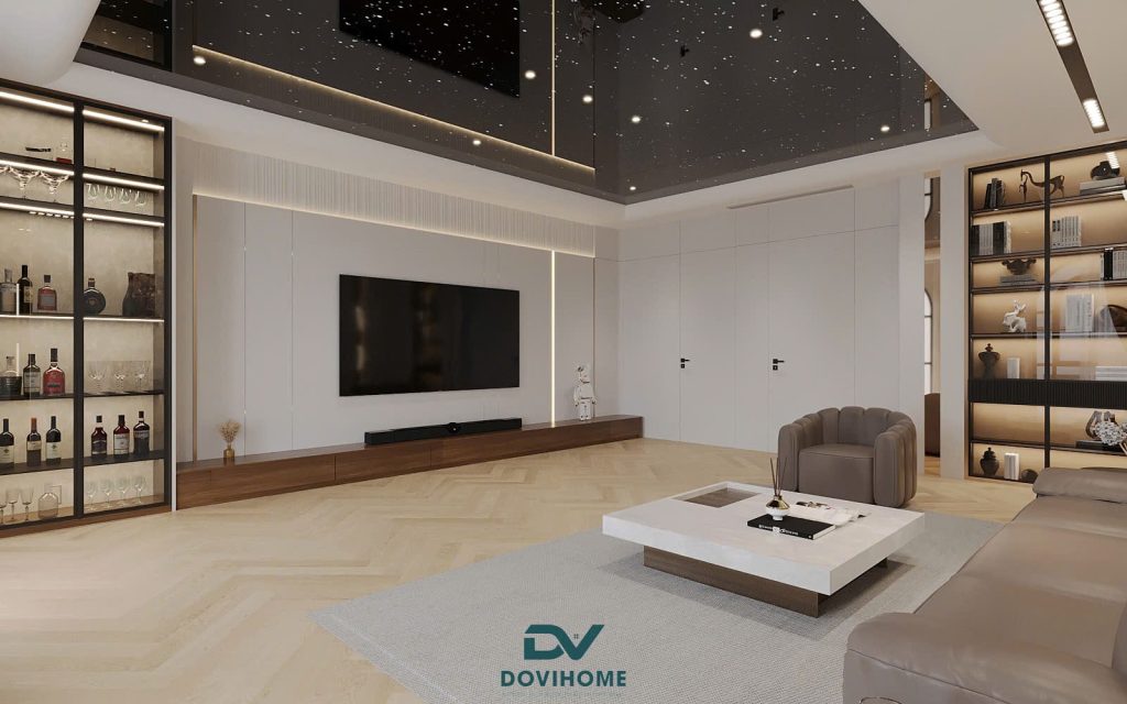 Thiết kế nội thất phòng khách 30m2 hiện đại Luxury