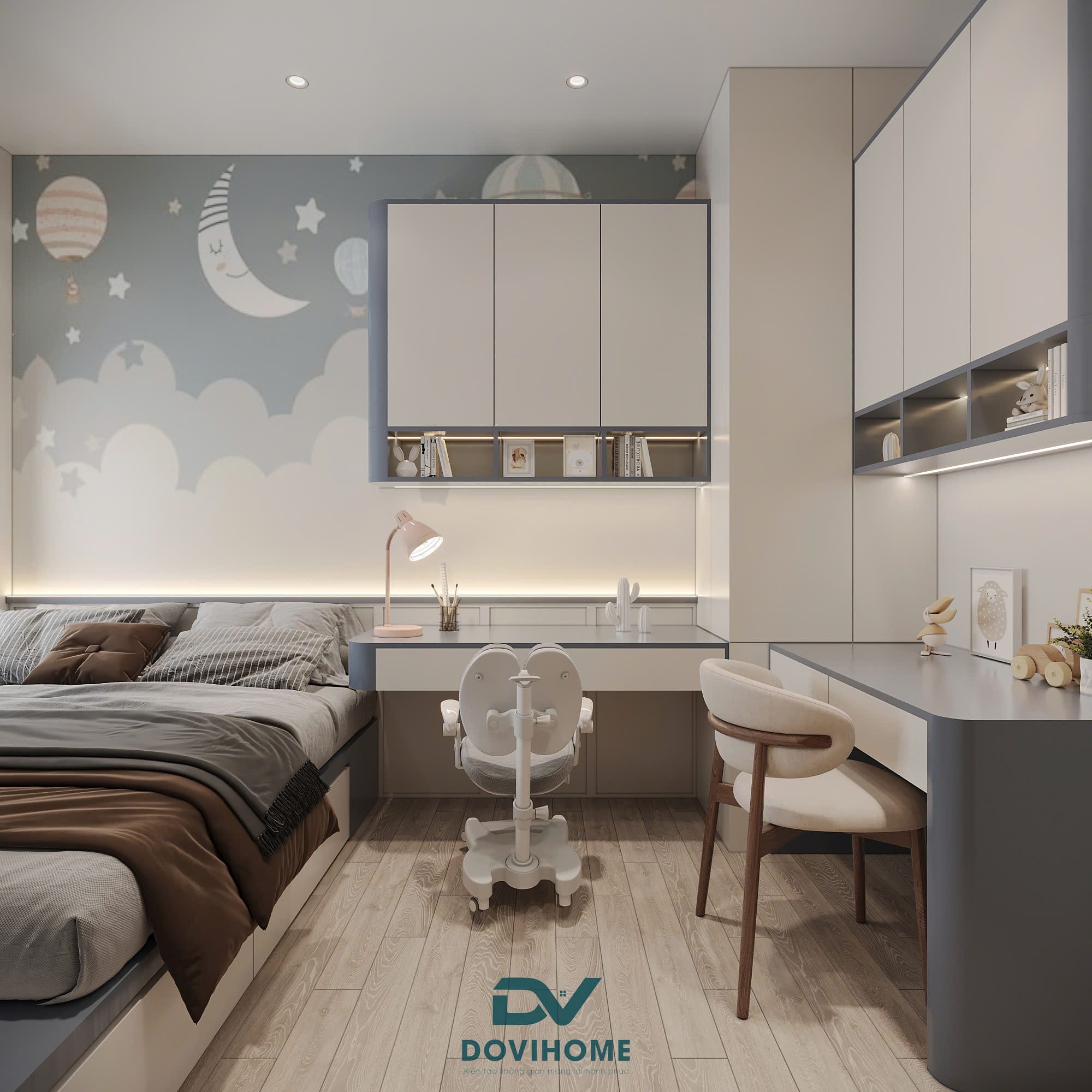 Thiết kế nội thất phòng ngủ bé cho chung cư 80m2