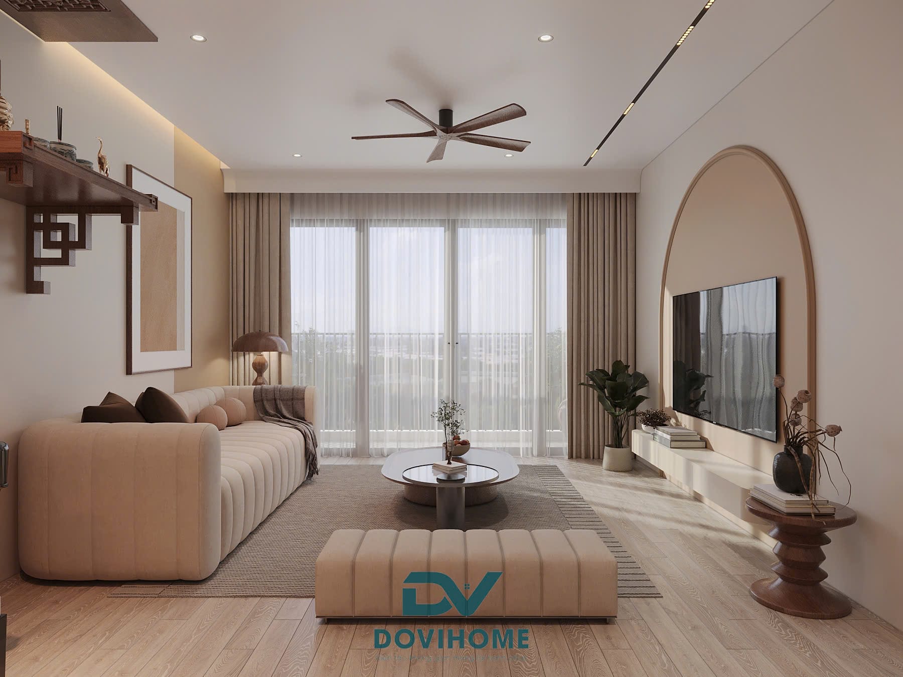 Thiết kế nội thất phòng khách hiện đại 15m2