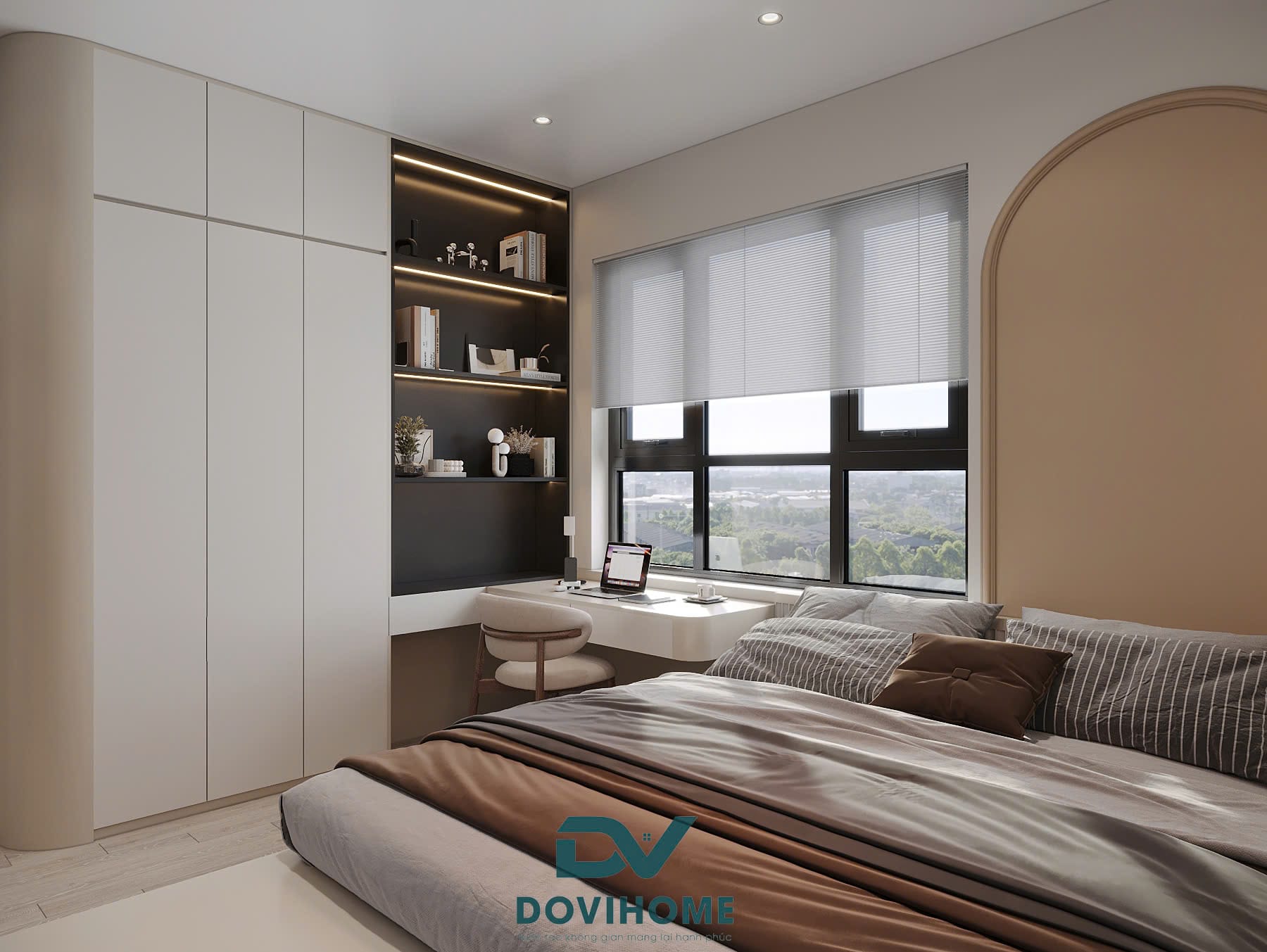 Thiết kế nội thất phòng ngủ phụ cho căn hộ 3PN