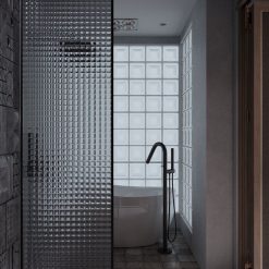 Kính mờ gợn sóng làm cánh tủ, vách ngăn