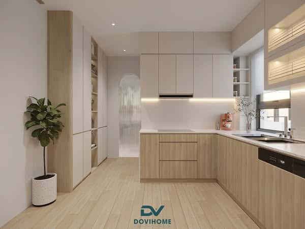 Phòng bếp phong cách đơn giản, hiện đại, gọn gàng