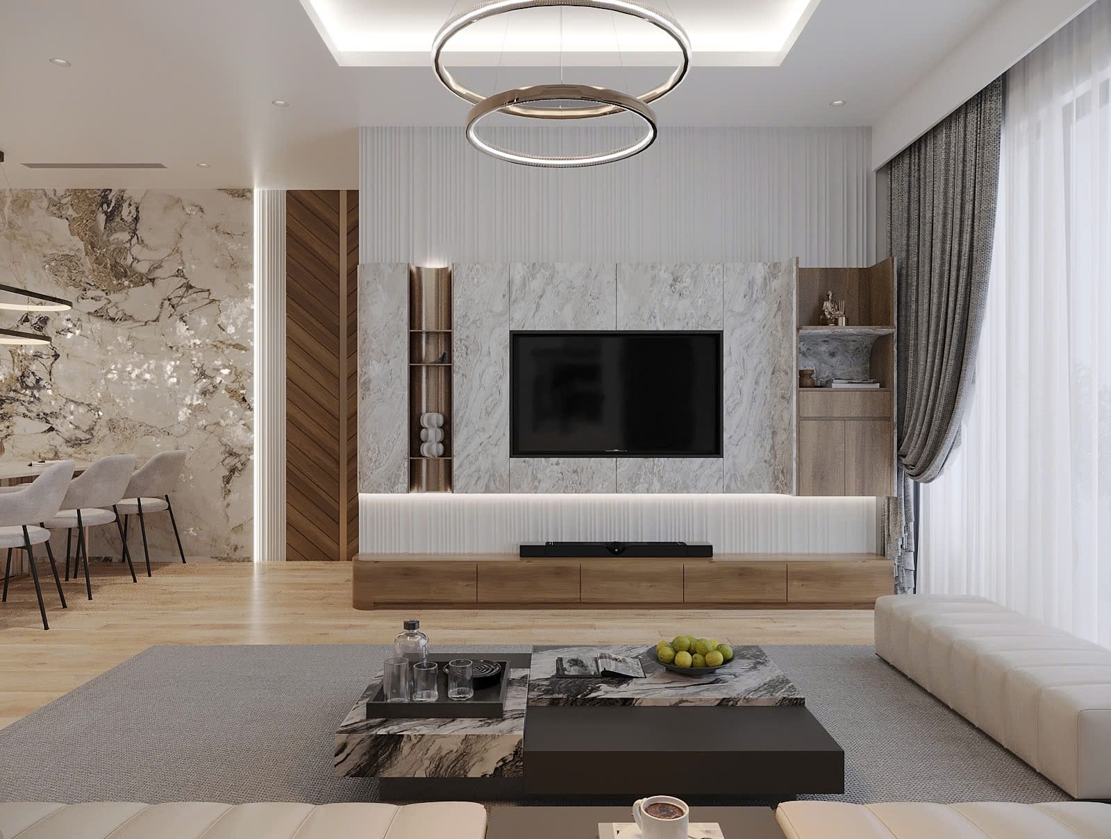 Phong cách thiết kế nội thất phòng khách hiện đại