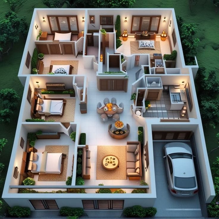 Bản 3D thiết kế nội thất cho nhà biệt thự