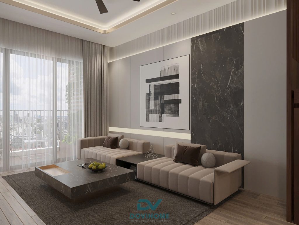 Thiết kế nội thất phòng khách cho căn hộ 2PN