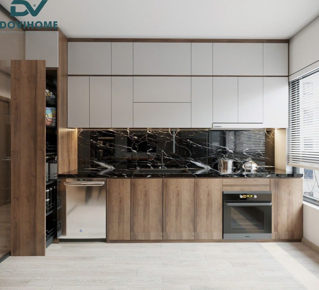 Thiết kế nội thất phòng bếp hiện đại cho căn hộ 3PN