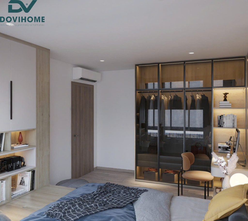 Thiết kế nội thất phòng ngủ phụ hiện đại cho căn hộ 3PN