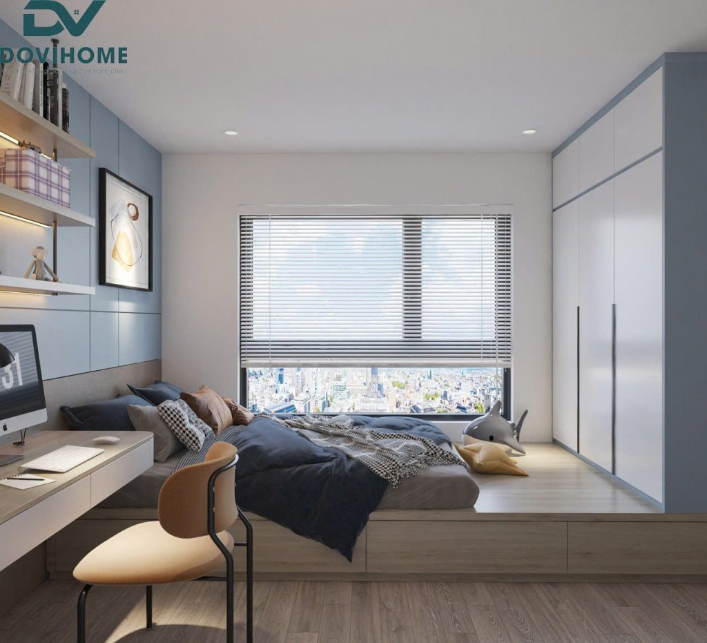 Thiết kế nội thất phòng ngủ phụ hiện đại cho căn hộ 3PN