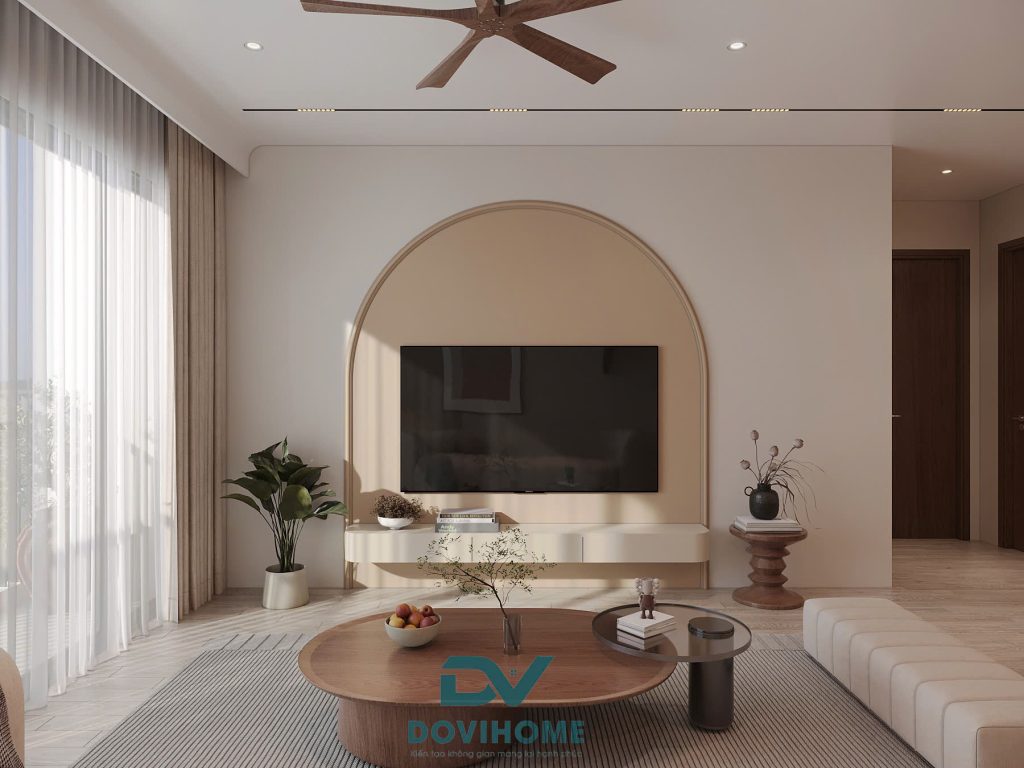 Nội thất phòng khách căn hộ hiện đại + farm house