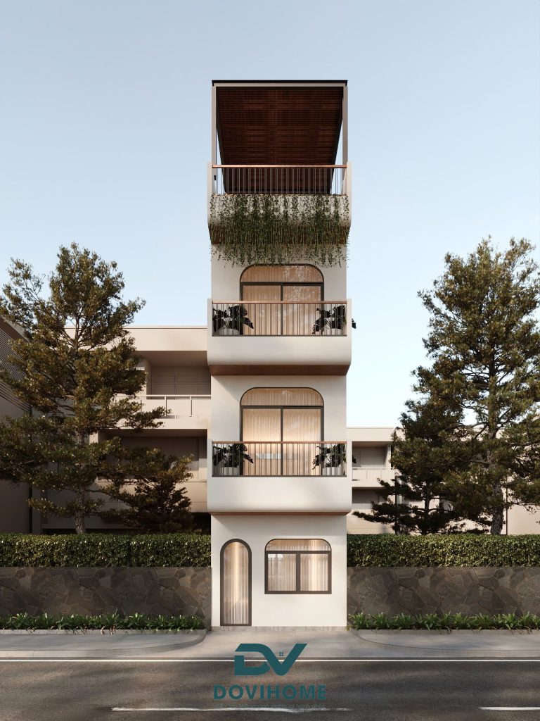 3D kiến trúc mặt sau nhà phố Hiện đại