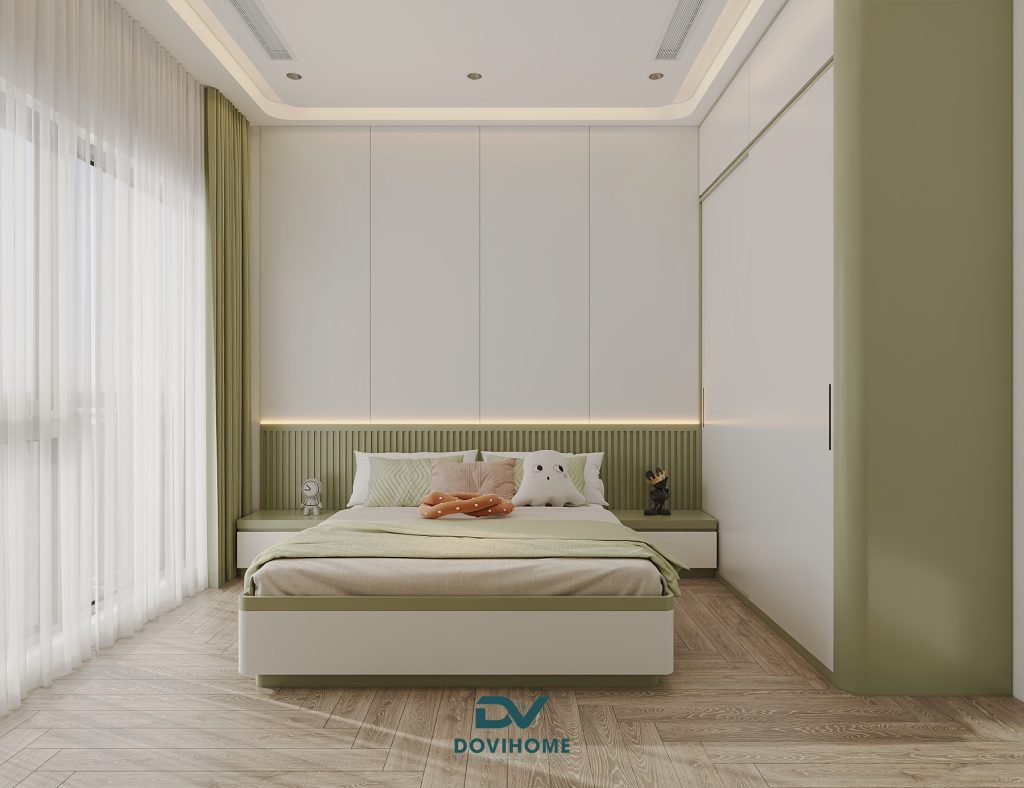 Phòng ngủ cho bé trai tươi sáng tiện nghi