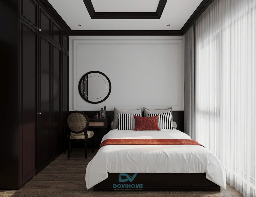 thiết kế nội thất phòng ngủ phụ cho căn hộ Indochine 