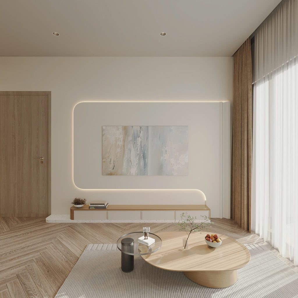Thiết kế phòng khách theo phong cách Japandi + Minimalist