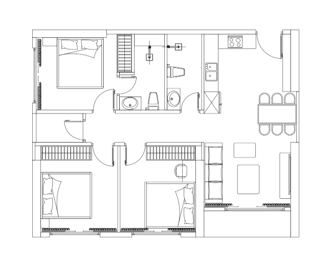 Mặt bằng căn hộ GS6 trục 09